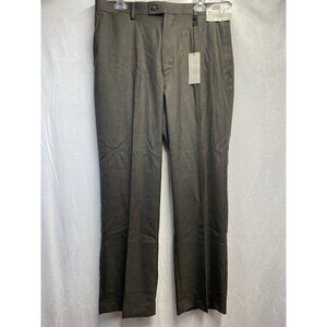 Louis Raphael Tailored Straight Leg Herringbone Dress Pants Men Green 34/30 New